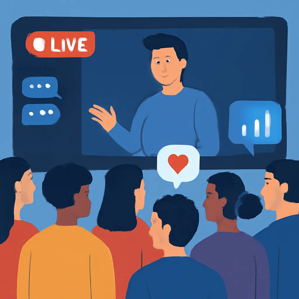 Attendees actively participating in a live online event with chat and polls