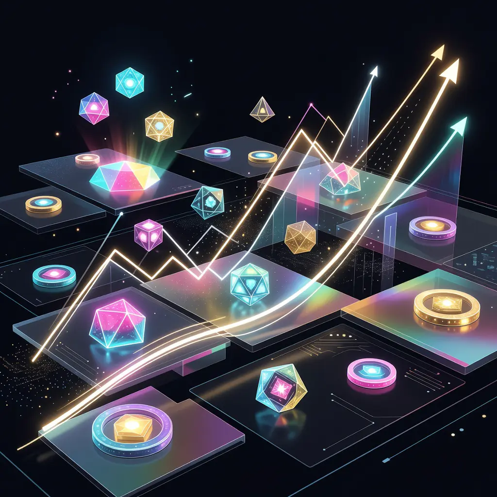 Futuristic iGaming interface displaying rising graphs and glowing bonus tokens representing no-deposit bonus growth in 2026