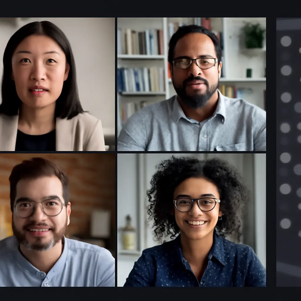 Panelists in a virtual event discussing gaming and ratings with active chat side panel