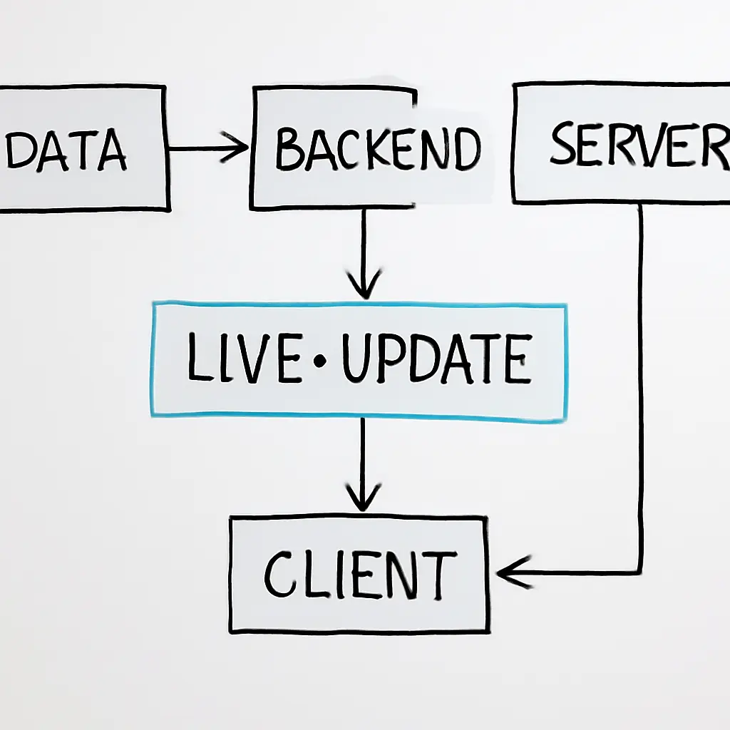 A simple live-update workflow on a whiteboard