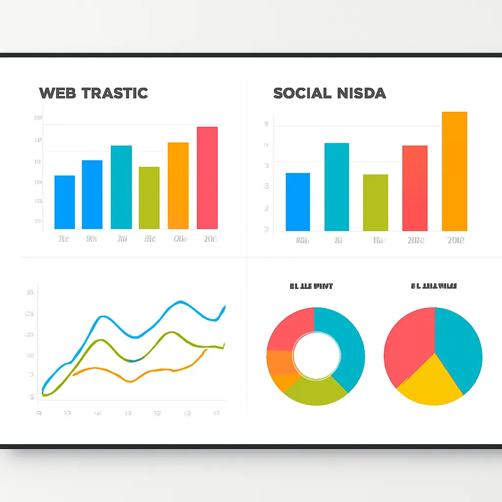 Analytics dashboard displaying virtual event coverage performance metrics including traffic, engagement, and content reach