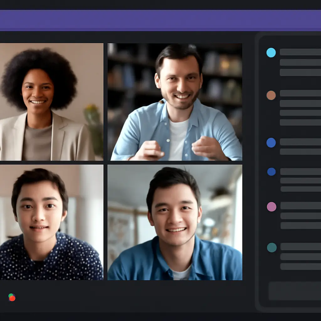 A virtual event platform interface showing multiple live streams and chat panels